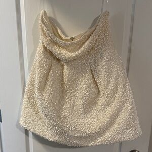 Cream Sequin Strapless Dress
